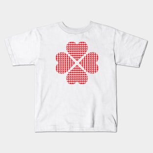 Lucky Clover with Heart (red) Kids T-Shirt